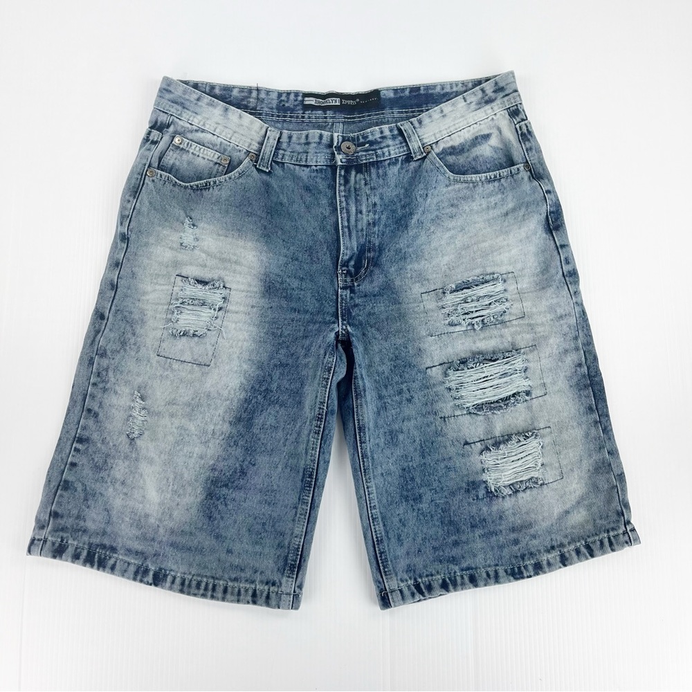 Vintage Brooklyn Xpress Distressed Skater Hip Hop Viscose Denim Jean Shorts